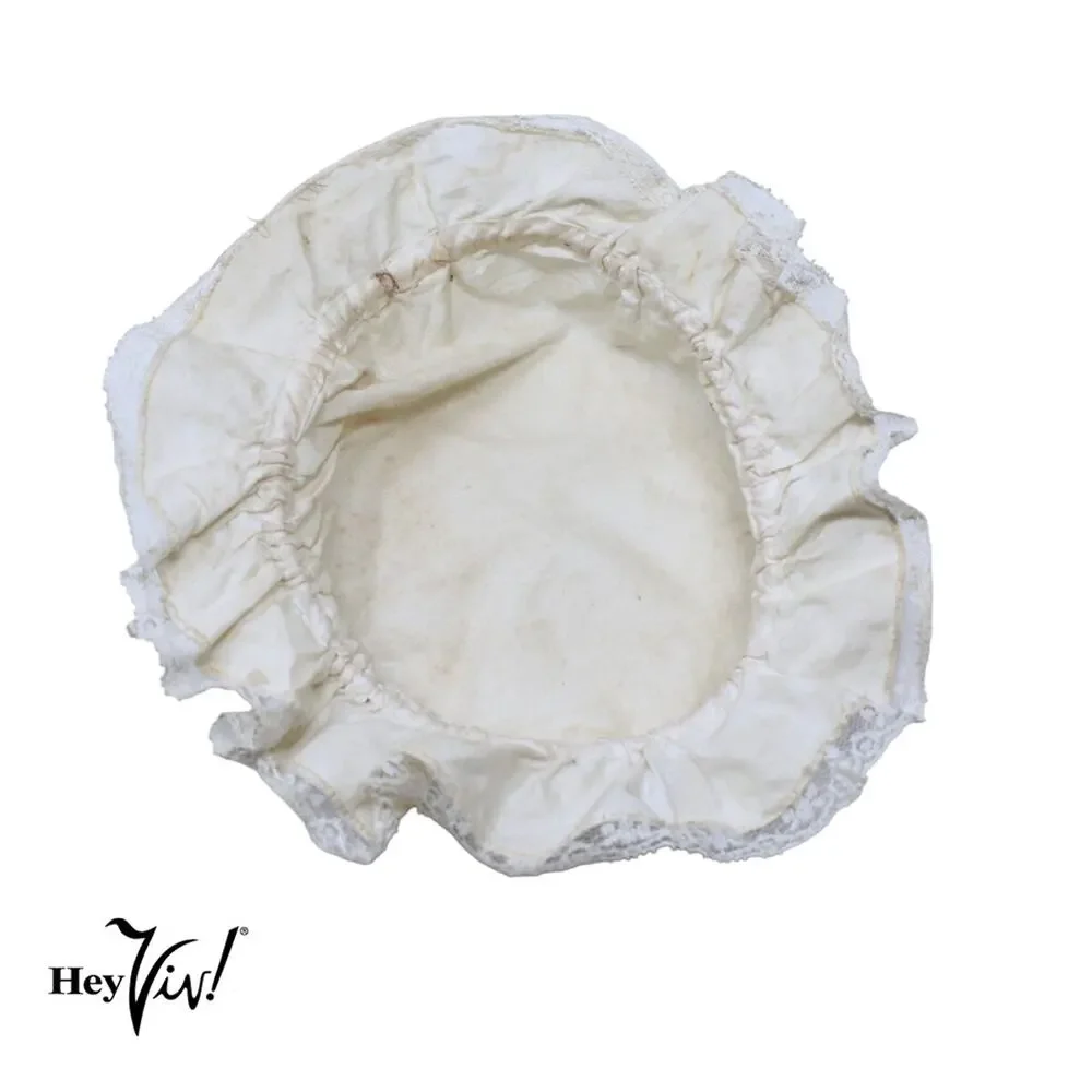 Vintage Off White Cotton Lace Trim Colonial or Victorian Maid Mop Cap - Hey Viv